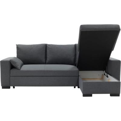 Canapé d'angle convertible MORGAN 3 places Anthracite - Avec coffre et coussins