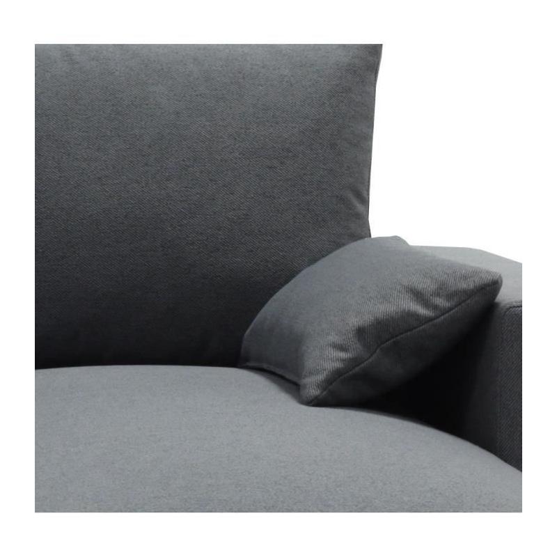 Canapé d'angle convertible MORGAN 3 places Anthracite - Avec coffre et coussins