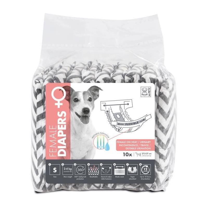 Couches pour chien M PETS - Diapers Femelle S x10 - 12h de protection