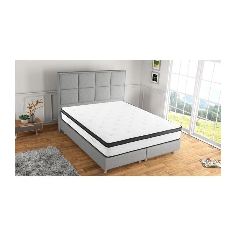 Matelas POCKET HYBRID 160x200 cm - Ressorts ensachés - 5 zones - Mémoire de forme