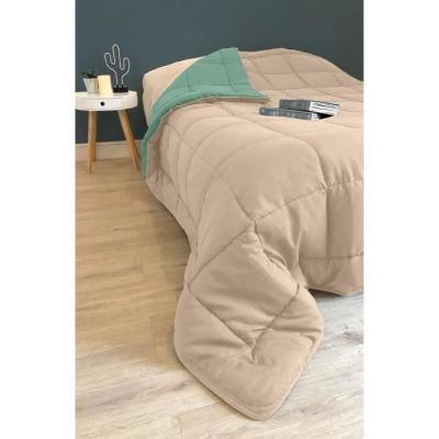 Couette Microfibre 400g/m² Calgary - Beige & Vert - 200x200 cm