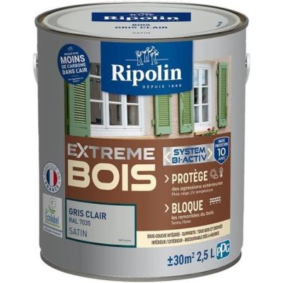 Peinture RIPOLIN pour bois - Gris clair Ral 7035 - 2,5L
