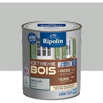 Peinture RIPOLIN pour bois - Gris clair Ral 7035 - 2,5L