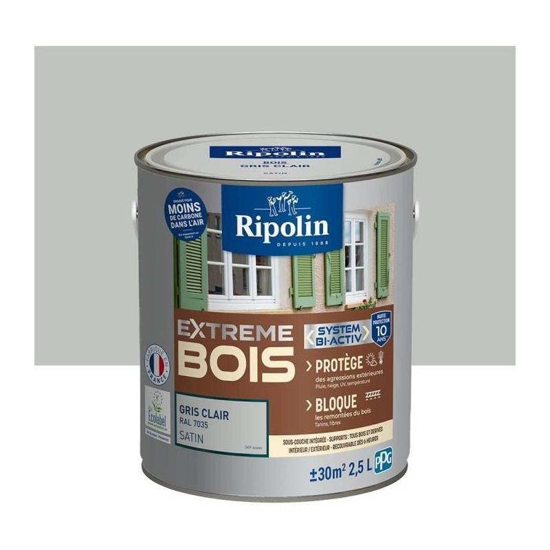 Peinture RIPOLIN pour bois - Gris clair Ral 7035 - 2,5L