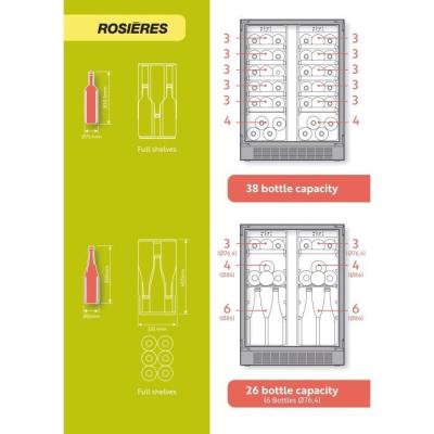 Cave à vin encastrable ROSIERES 38 bouteilles - Deux zones de température