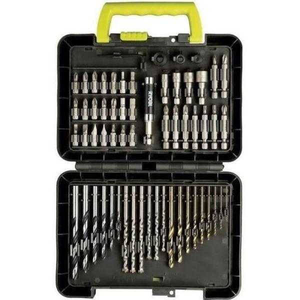 RYOBI - Coffret 60 accessoires de perçage et de vissage : forets (bois, béton, métal) + 1 porte-embout magnétique - RAK60DDF