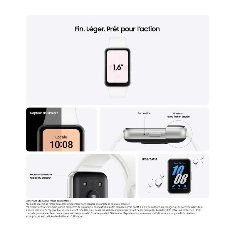 Bracelet Connecté SAMSUNG Galaxy Fit 3 Argent