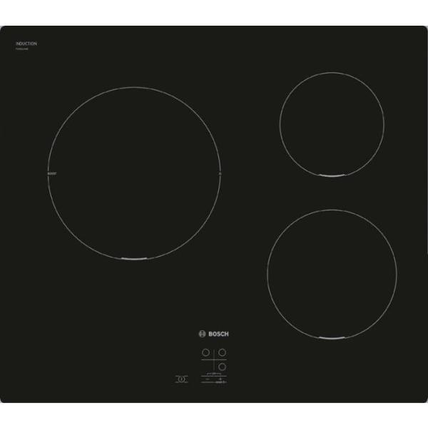 Table de cuisson a induction - BOSCH Série 2 - 3 foyers - 52,2 x 59,2 x 5,1 cm - PUC611AA5E - Noir