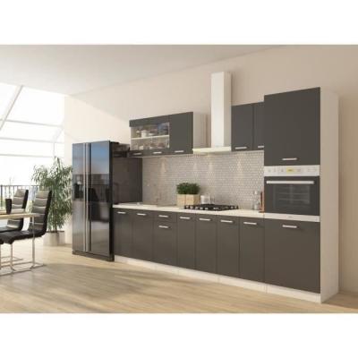 Cuisine ULTRA avec colonne four - 300 cm - Gris mat