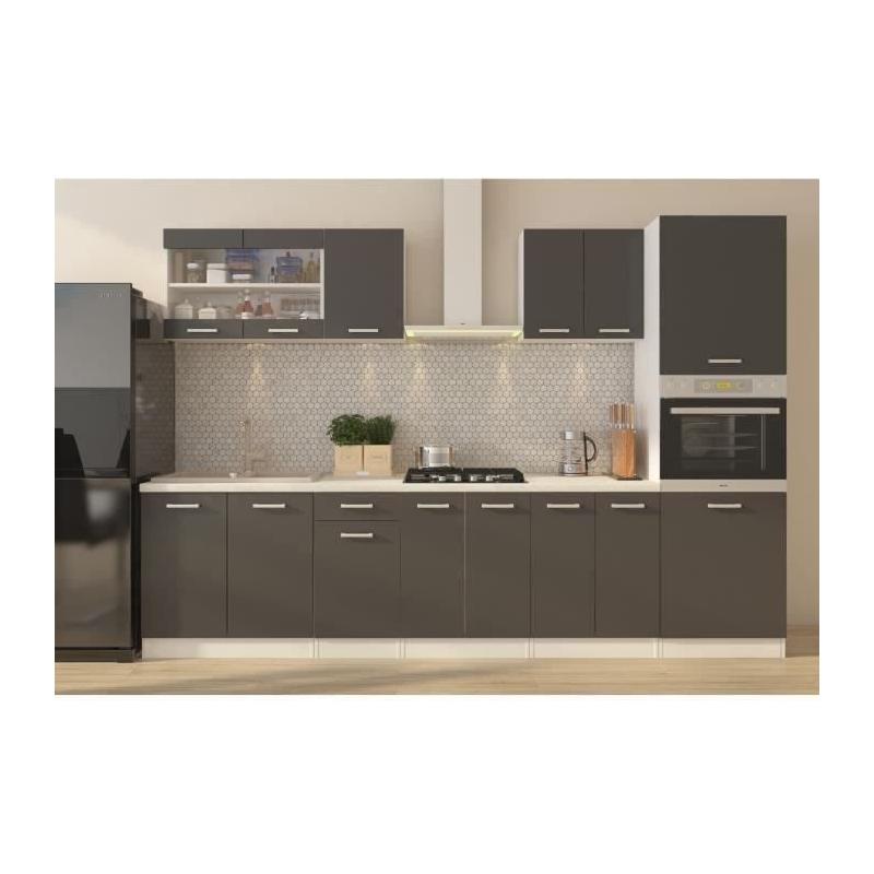 Cuisine ULTRA avec colonne four - 300 cm - Gris mat