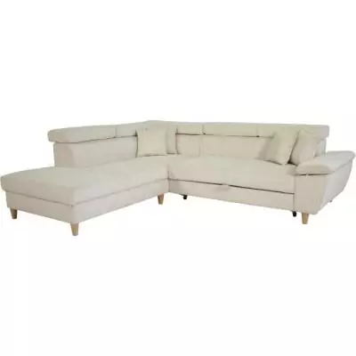Canapé d'angle convertible 4 places WESTON en velours côtelé beige