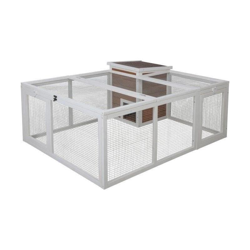 Enclos extérieur pour petits animaux avec maison intégrée
