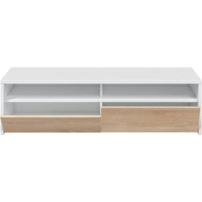 Meuble TV KIOTO - Blanc/Chêne - 2 portes - 130cm