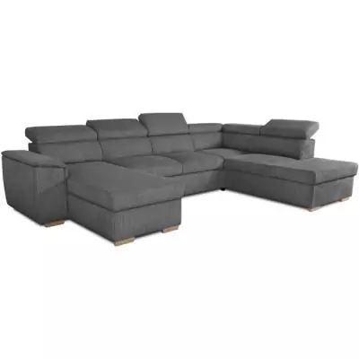 Canapé d'angle convertible panoramique 5-6 places DAYTONA anthracite - Avec coffre