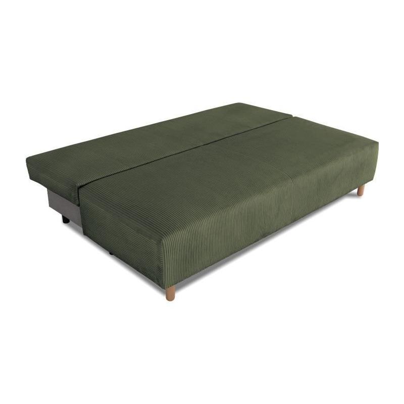 Canapé convertible 3 places GINO - Tissu Lincoln kaki