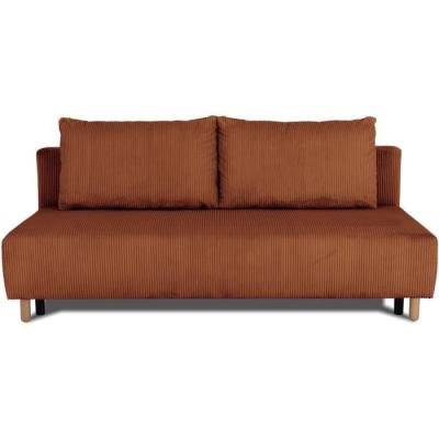 Canapé convertible 3 places GINO - Tissu Lincoln terracotta - Avec coffre