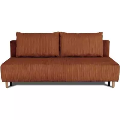 Canapé convertible 3 places GINO - Tissu Lincoln terracotta - Avec coffre
