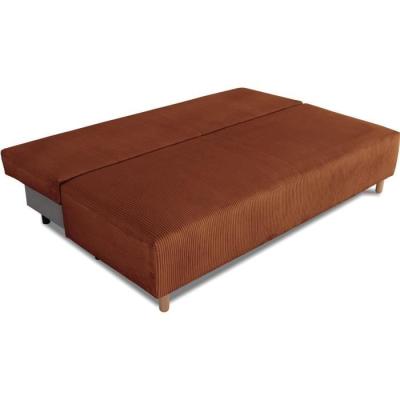 Canapé convertible 3 places GINO - Tissu Lincoln terracotta - Avec coffre