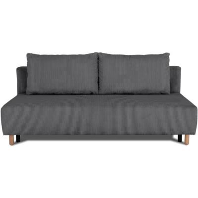 Canapé convertible 3 places GINO - Tissu anthracite - Avec coffre