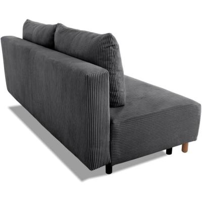 Canapé convertible 3 places GINO - Tissu anthracite - Avec coffre