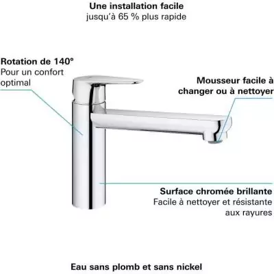 Robinet évier de cuisine GROHE Start Curve - Économie d'eau Robinet évier de cuisine GROHE Start Curve - Économie d'eau