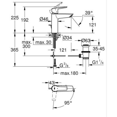 Robinet lavabo GROHE Start noir mat - Taille M - Économie d'eau