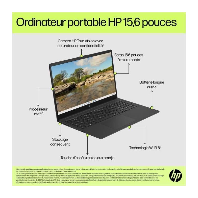 Portable HP 15-fd0099nf: Windows 11, 15,6" FHD, Intel N100, 4Go RAM, 128Go SSD