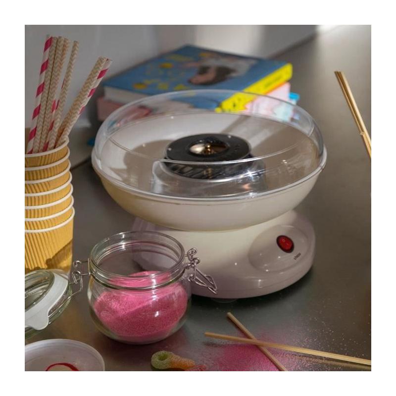Machine a barbe a papa - LIVOO - DOM468C - 450W - Cuve et couvercle amovibles - Cuillere doseuse et 10 sticks en bambou inclus