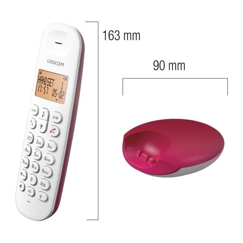 Téléphone fixe sans fil LOGICOM DECT ILOA 150 SOLO - Framboise