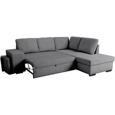 Canapé d'angle convertible réversible MITCHELL - Tissu velours côtelé Anthracite