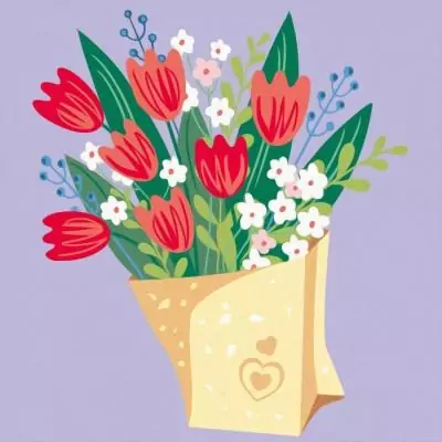 Peinture par numéros: Bouquet de tulipes 20x20 cm - Ravensburger