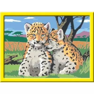 Kit de peinture par numéros Ravensburger 18x24cm Petits léopards - Pour les petits artistes dès 9 ans Kit de peinture par numéros Ravensburger 18x24cm Petits léopards - Pour les petits artistes dès 9 ans