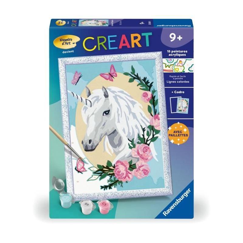 Peinture par numéros Ravensburger : Licorne fleurie pour enfants de 9 ans