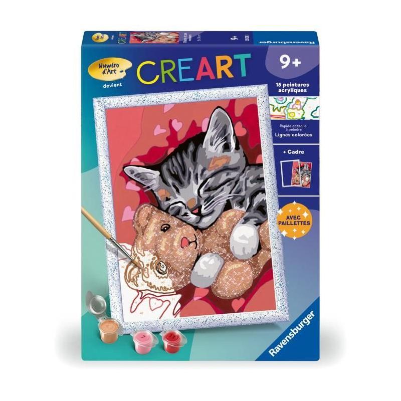 Peinture par numéros pour enfants : Chaton et son nounours, 18x24cm