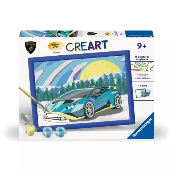 CreArt Kids 18x24cm Lamborghini, Kit de peinture par numéros Numéro d'Art, Des 7 ans, 25842, Ravensburger