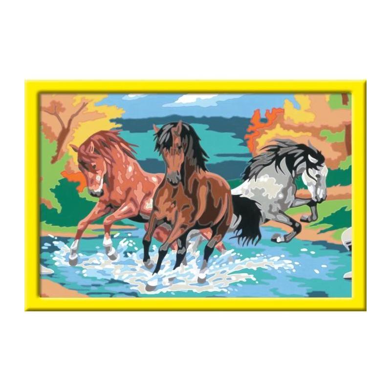 Kit de peinture par numéros pour enfants - Horde de chevaux 