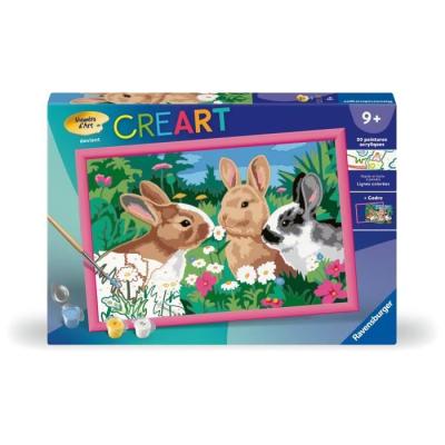 Kit de peinture par numéros Lapins dans le pré pour enfants de 9 ans
