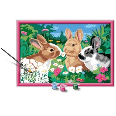 Kit de peinture par numéros Lapins dans le pré pour enfants de 9 ans