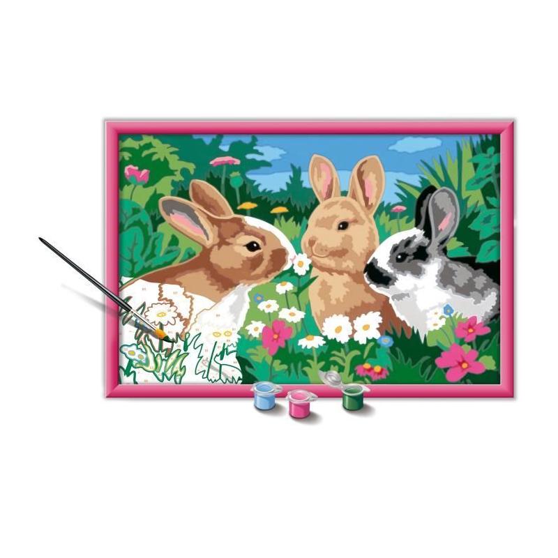 Kit de peinture par numéros Lapins dans le pré pour enfants de 9 ans