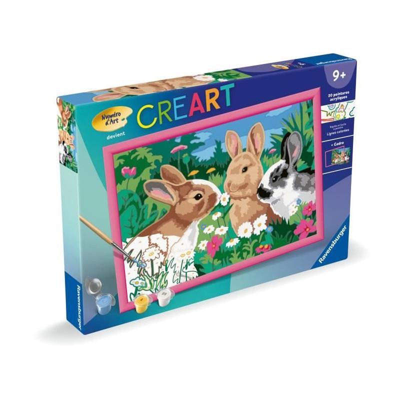 Kit de peinture par numéros Lapins dans le pré pour enfants de 9 ans