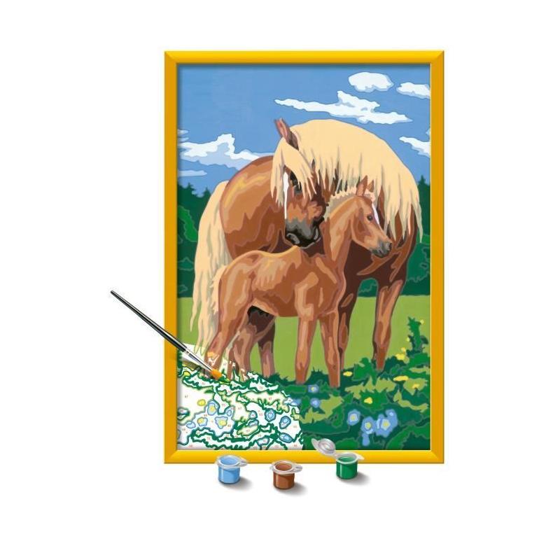 Kit de peinture par numéros Ravensburger - Fiers chevaux pour enfants