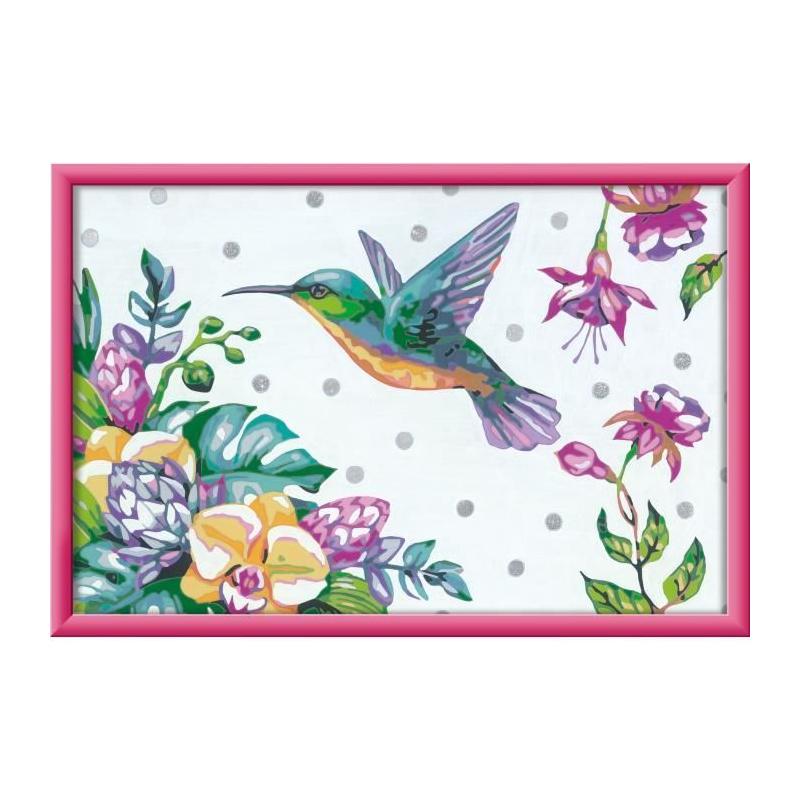 Kit de peinture par numéros Ravensburger pour enfants - Colibri et fleurs exotiques