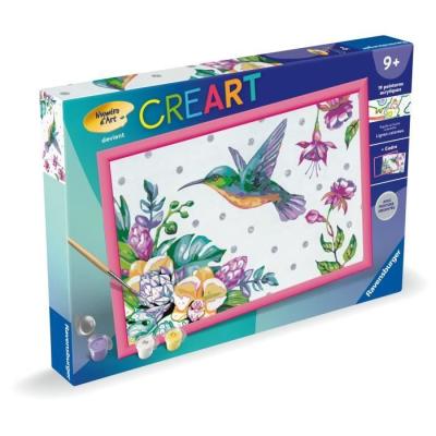 Kit de peinture par numéros Ravensburger pour enfants - Colibri et fleurs exotiques