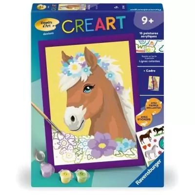 Kit de peinture par numéros Ravensburger - Cheval fleuri pour les enfants de 7 ans et plus