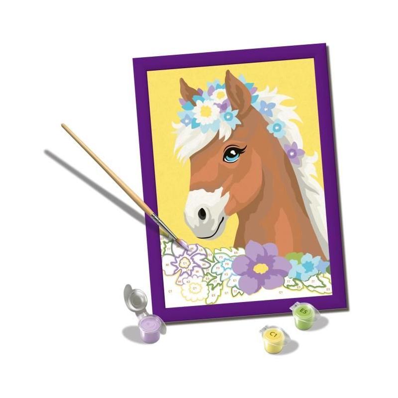 Kit de peinture par numéros Ravensburger - Cheval fleuri pour les enfants de 7 ans et plus
