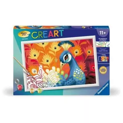 Kit de peinture par numéros CreArt Kids 31x21cm Paon - Ravensburger