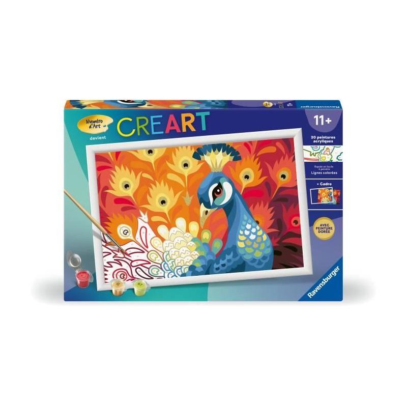 Kit de peinture par numéros CreArt Kids 31x21cm Paon - Ravensburger