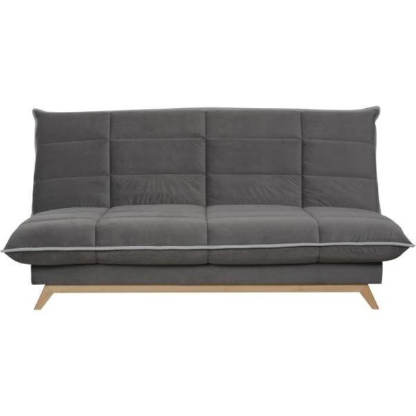 TOUNDRA Clic Clac 3 places - Matelas DUNLOPILLO Ep.13 cm - Mousse HR 35 kg/m3 - Tissu Gris - Fabriqué en France
