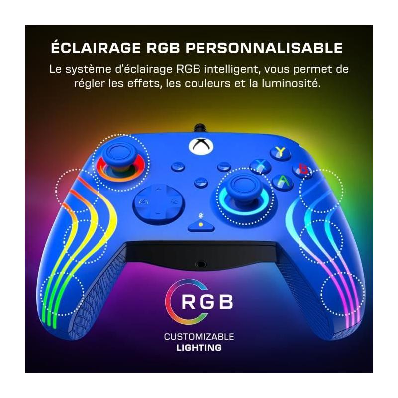 Manette de jeu - Xbox Series X|S, Xbox One et PC - Afterglow Wave - RGB - Filaire - Bleu - TURTLE BEACH