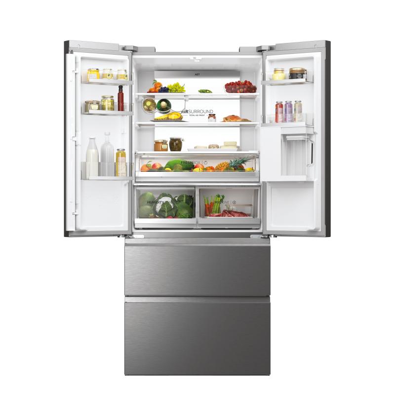 Haier FD 83 Serie 7 HFW537EP frigo américain Pose libre 537 L E Platine, Acier inoxydable